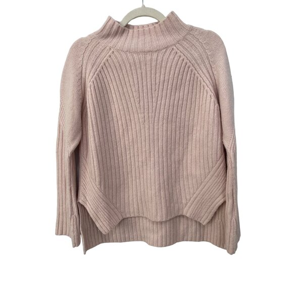Sundance Ribbed Knit Pullover Sweater Womens M High Neck Pink Cozy Knit Staple - Picture 1 of 6